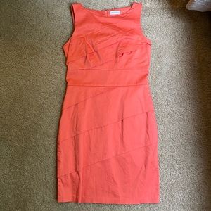 LAST CHANCE Coral Calvin Klein Sleeveless Dress